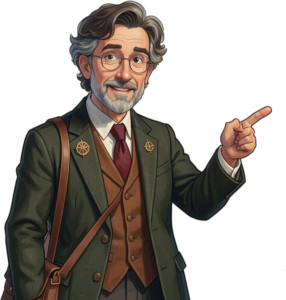 Prof. Mercer pointing at the map